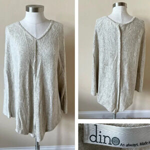 Dino Cream V-neck Poncho Sweater 26062